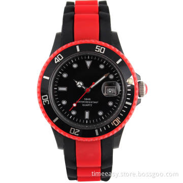 New Arrival Dummy Sub Dial Fashion White in Black Silicone Wrist Watch